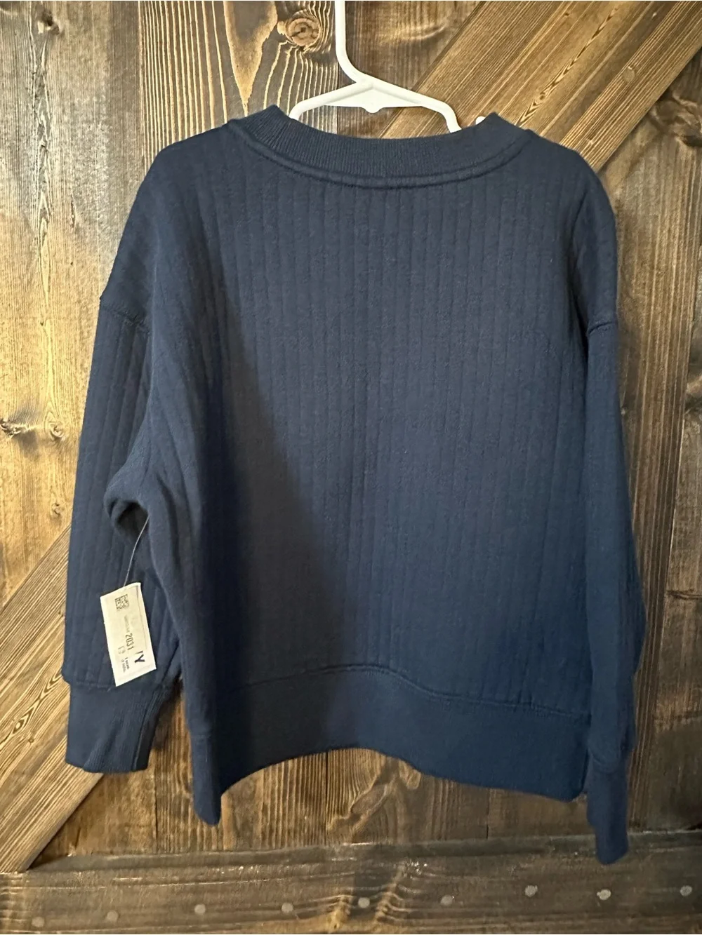 Old Navy Men's Navy Ribbed Crewneck Sweater with Snap Chest Pocket